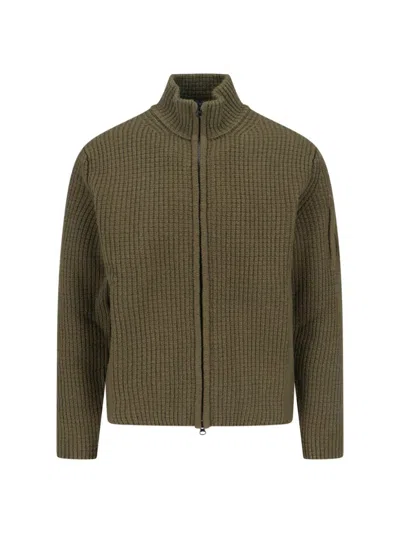 C.P. COMPANY FULL-ZIP WOOL BLEND HIGH COLLAR SWEATER