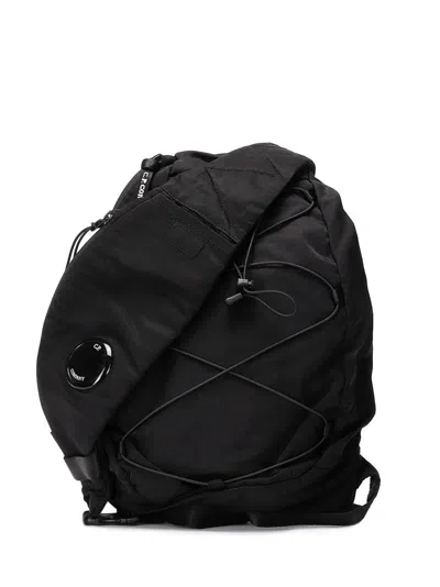 C.p. Company Functional Black Backpack With Integrated Keychain