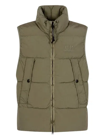 C.p. Company Funnel-neck Padded Gilet In Green