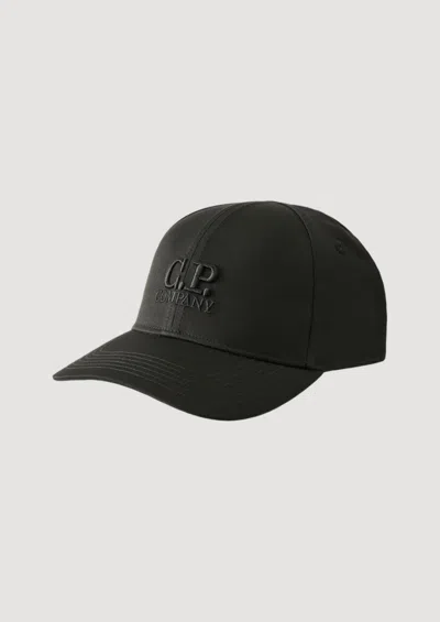 C.p. Company Gabardine Logo Cap In Black