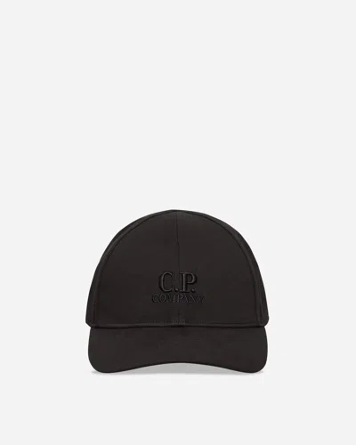 C.p. Company Gabardine Logo Cap In Black