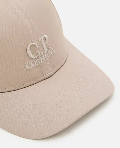 C.p. Company Gabardine Logo Cap In Brown