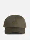 C.p. Company Green Baseball Cap With Logo Embroidered On The Front In Cotton Man In Military Green