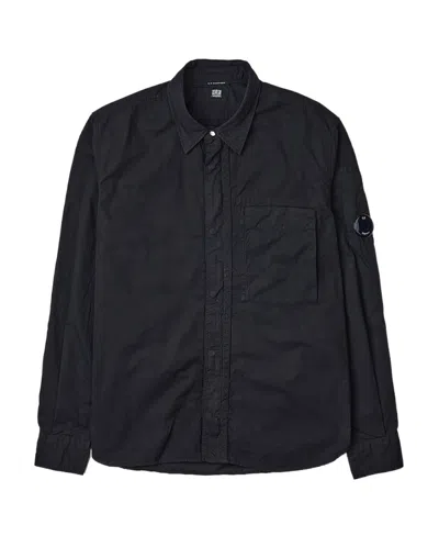 C.p. Company Gabardine Long-sleeve Shirt In Black