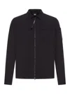 C.p. Company Gabardine Overshirt With Compass Logo In Black