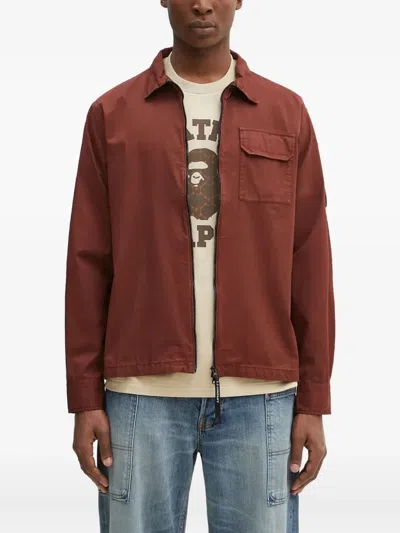 C.p. Company Gabardine Zip-up Shirt Jacket In Burgundy