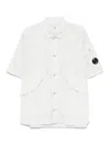 C.p. Company Garment-dyed Grey Overshirt In White
