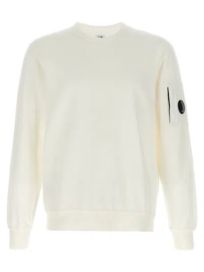 C.p. Company Garment-dyed Cotton Fleece Sweatshirt In White