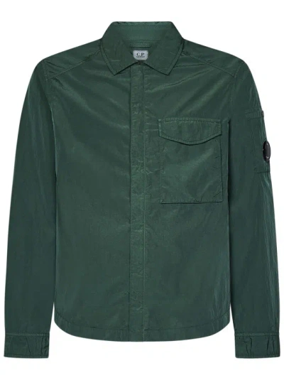 C.p. Company Garment-dyed Green Nylon Chrome-r Overshirt