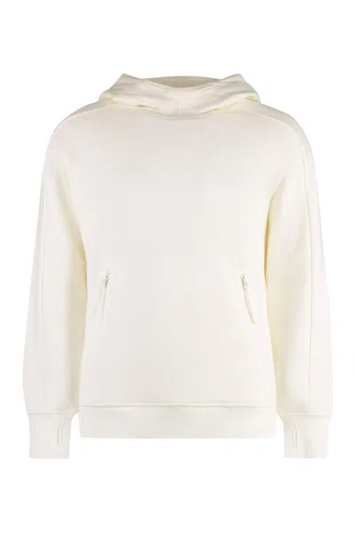 C.p. Company Goggle Cotton Hoodie In White