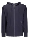 C.p. Company Sweatshirts Hooded Open In Diagonal Raised Fleece In Blue