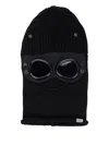 C.p. Company Black Knit Ski Mask With Logo Detail On The Front In Wool Man In Black