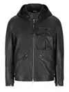 C.p. Company Goggle-detail Leather Jacket In Black