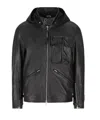 C.p. Company Goggle-detail Leather Jacket In Black