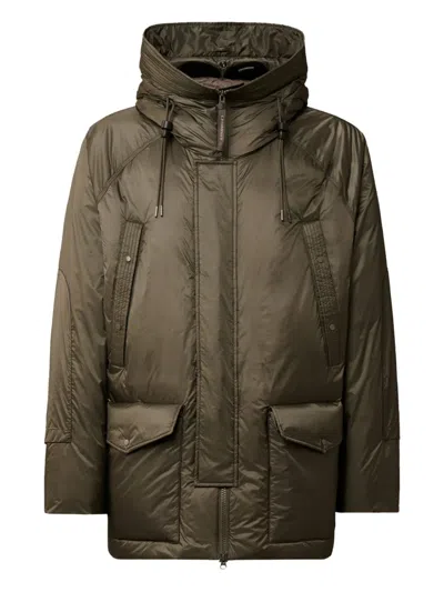 C.p. Company Goggle-detail Puffer Jacket In Brown