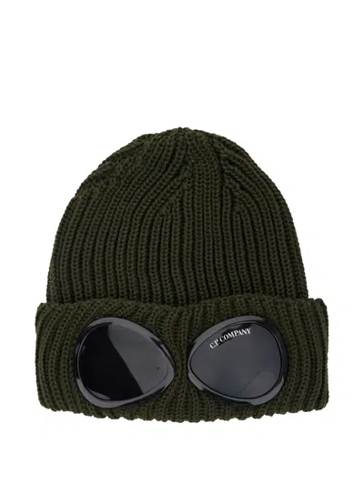 C.p. Company Goggle-detail Ribbed Beanie Hat In Black