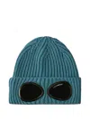 C.p. Company Goggle-detail Ribbed-wool Beanie Hat In Blue
