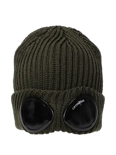 C.p. Company Goggle-detail Wool Hat In Green