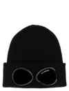 C.p. Company Black Knit Beanie With Googles Detail On The Front
