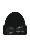 C.p. Company Ribbed Knit Beanie With Iconic Goggle Lenses In Black