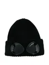 C.p. Company Goggle-lens Ribbed Beanie Hat In Black