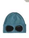 C.p. Company Goggle-lenses Ribbed Beanie In Blue
