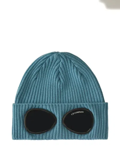 C.p. Company Kids' Goggle-lenses Ribbed Beanie In Blue