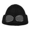 C.p. Company Goggle Lenses Wool Beanie Hat In Black
