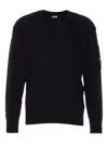 C.p. Company Knitwear Crew Neck In Lambswool Grs Clothing In Black