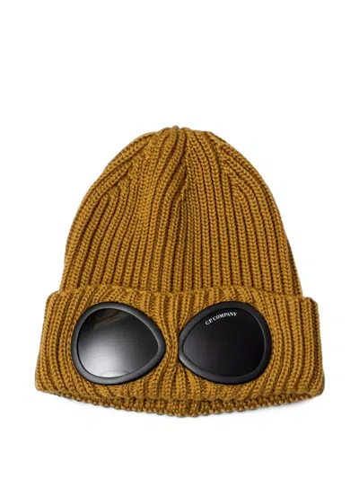 C.p. Company Goggle Ribbed-knit Beanie Hat In Brown