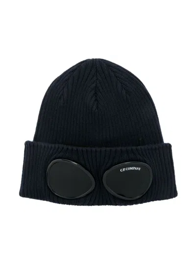 C.p. Company Kids' Goggles-detail Wool Beanie In Blue