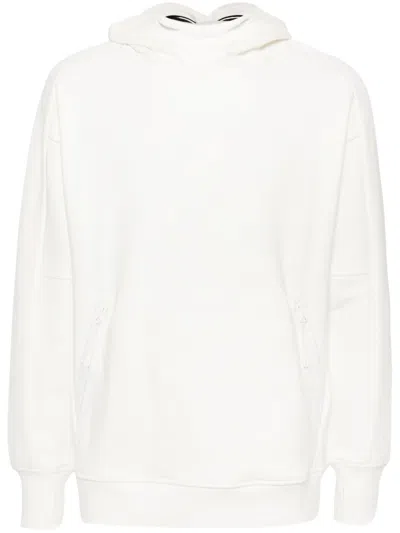 C.p. Company Goggles-detail Cotton Hoodie In Neutrals
