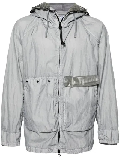 C.p. Company Goggles-detail Hooded Jacket In Grey