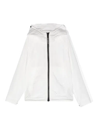 C.p. Company Kids' Goggles-detailed Hooded Jacket In White
