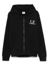 C.p. Company Goggles-detail Zip-up Hoodie In Black