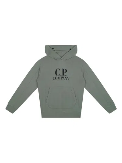C.p. Company Kids' Goggles-detail Hoodie In Green