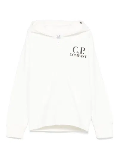 C.p. Company Kids' Goggles-detail Hoodie In White