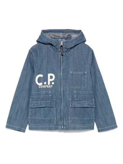 C.p. Company Kids' Goggles-detail Jacket In 蓝色