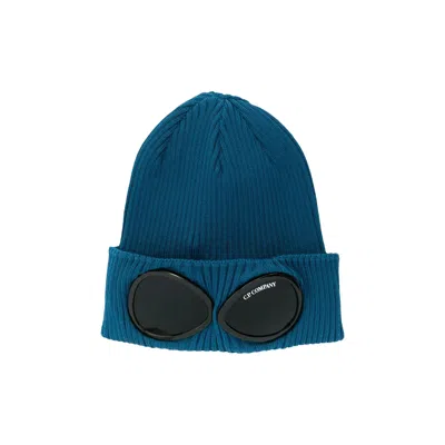 Pre-owned C.p. Company Goggles Detail Ribbed Beanie 'ink Blue' | Men's Size Onesize