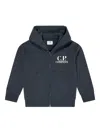 C.p. Company Boys Goggle Hooded Zip Up Top In Blue