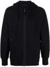 C.p. Company Back Logo Cotton Zip-up Hoodie In Blue