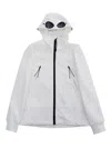 C.p. Company Goggles-detailed Zip-up Hooded Jacket In Bianco