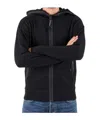 C.p. Company Sweatshirts Hooded Open In Diagonal Raised Fleece Clothing In Black