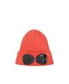 C.p. Company Goggles Ribbed-knit Beanie Hat In Red
