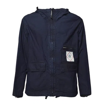 C.P. COMPANY GOOGLE 50 THREAD COUNT JACKET IN BLUE COTTON