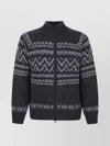 C.p. Company Graphic Patterned Wool Cardigan With High Collar In Gray