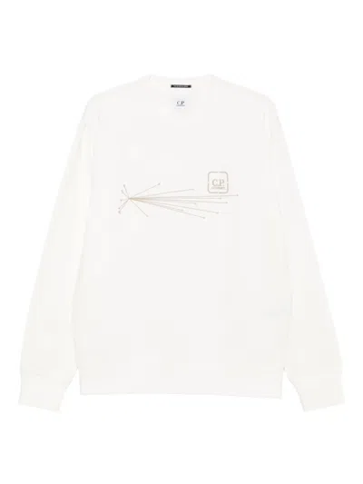 C.p. Company Graphic-print Cotton-blend Sweatshirt In White