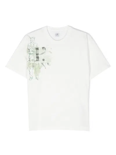 C.p. Company Kids' Graphic-print Cotton T-shirt In White