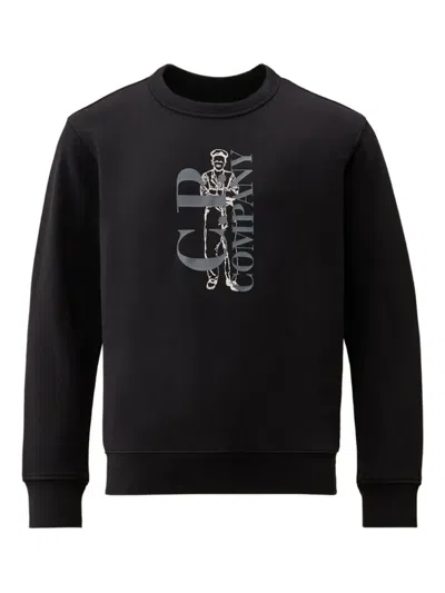 C.p. Company Kids' Graphic Print Sweater In Black