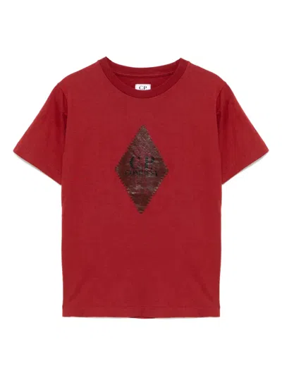 C.p. Company Kids' Graphic-print T-shirt In Red